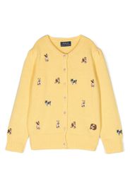 Ralph Lauren Kids dog-embroidered buttoned cardigan - Giallo