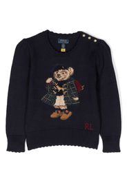 Ralph Lauren Kids patterned-intarsia cotton jumper - Blu