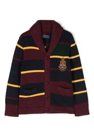 Ralph Lauren Kids logo-patch stripe-pattern cardigan - Blu