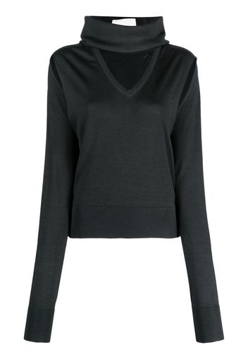 Ramael cut-out detail knitted silk top - Nero