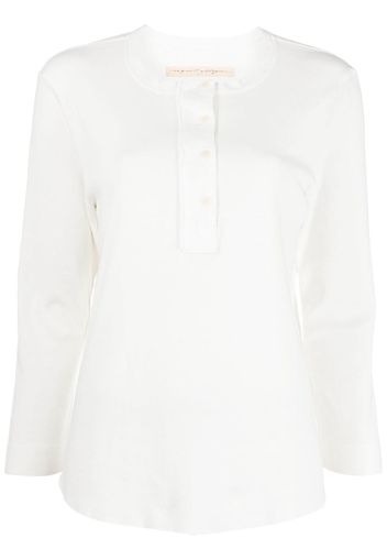 Raquel Allegra Henley long-sleeved T-shirt - Bianco