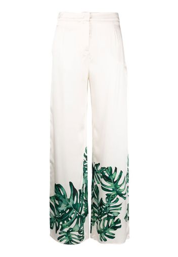 Raquel Diniz Petra silk leaf-print trousers - Bianco