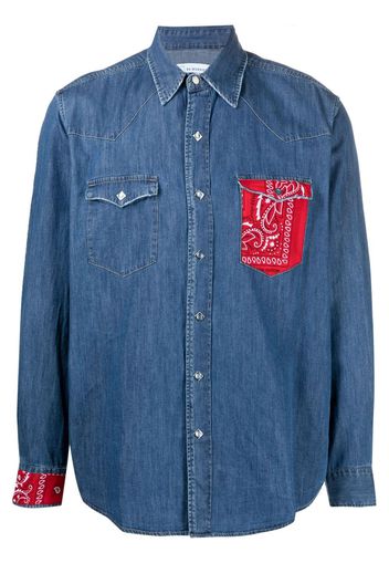 Re-Worked Camicia denim con pannelli a contrasto - Blu