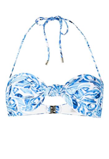 Rebecca Vallance abstract-print halterneck bikini top - Blu