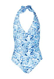Rebecca Vallance abstract-print halterneck swimsuit - Blu