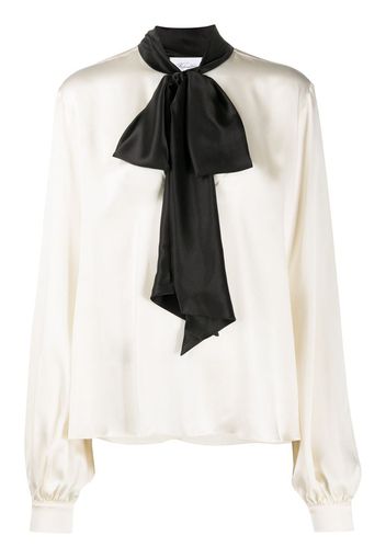 pussy-bow silk blouse