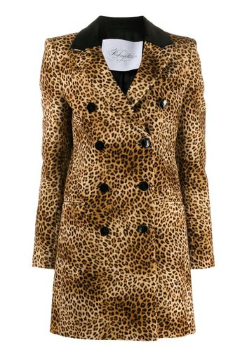 double breasted leopard-print coat