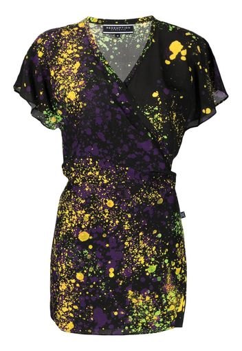 Redemption paint-splatter mini dress - Nero