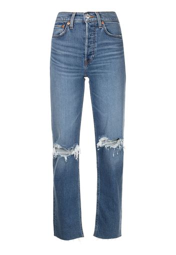 RE/DONE Jeans dritti con effetto vissuto - Blu