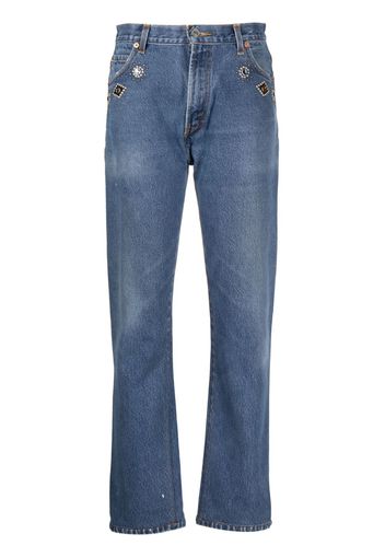 RE/DONE crystal-embellished straight-leg jeans - Blu