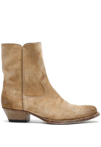 RE/DONE pointed-toe western suede boots - Marrone