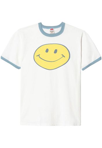 RE/DONE Ringer Smiley-print cotton T-shirt - Bianco