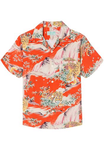 RE/DONE tiger-print Cuban-collar shirt - Arancione