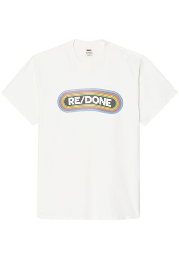 RE/DONE logo-print Rainbow T-shirt - Bianco