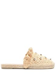 RED(V) crystal-embellished woven espadrilles - 0NE NATURALE