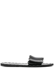 RED(V) scalloped leather slide sandals - Nero