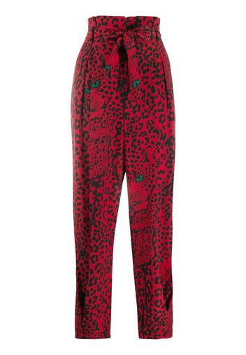 leopard print high-waisted trousers