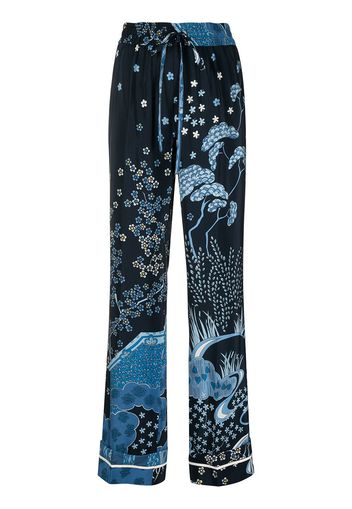 RED Valentino floral-print straight-leg trousers - Blu