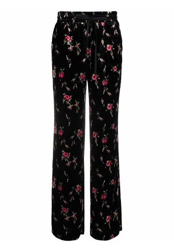 RED Valentino rose-print elasticated-waist trousers - Nero