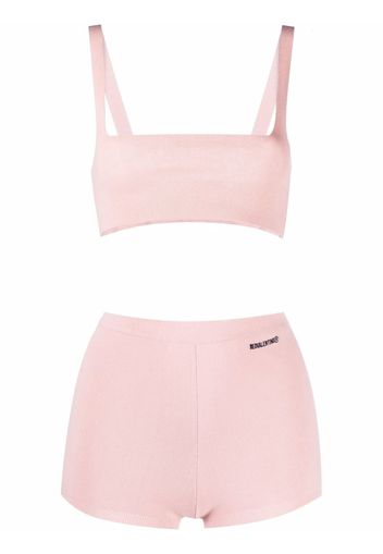 RED Valentino knitted crop top and shorts set - Rosa