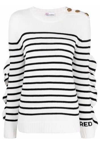 RED Valentino Maglione a righe con ruches - Bianco