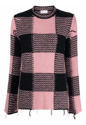 RED Valentino grid-check frayed jumper - Rosa