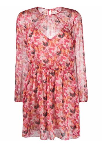 RED Valentino heart-print long sleeved mini dress - Rosa