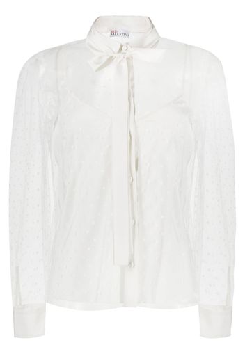 RED Valentino point d'esprit long-sleeved blouse - Bianco