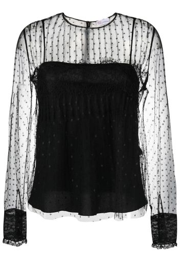 RED Valentino sheer-panelled tulle blouse - Nero