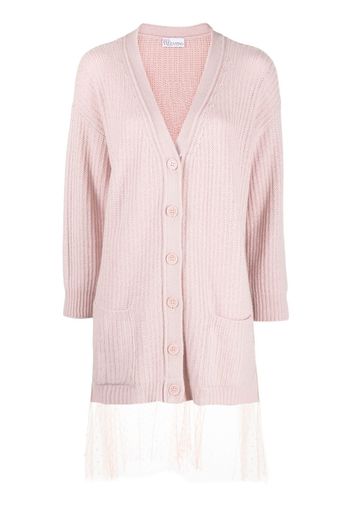 RED Valentino point d'esprit-tulle longline cardigan - Rosa