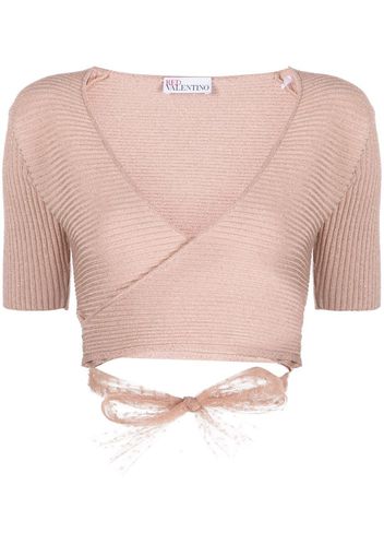 RED Valentino point d'esprit tulle knitted top - Rosa