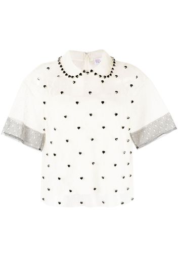 RED Valentino crystal-embellished silk blouse - Toni neutri