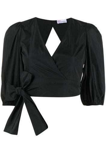 RED Valentino V-neck cropped wrap blouse - Nero