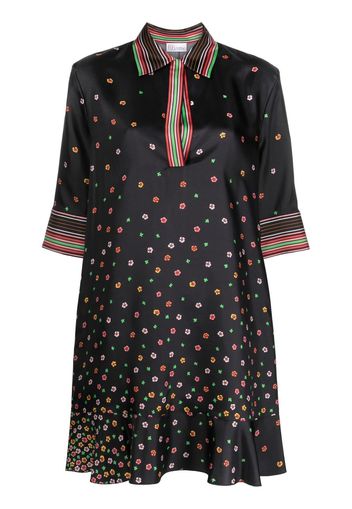 RED Valentino floral-print silk minidress - Nero