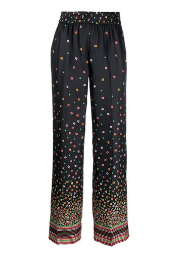 RED Valentino floral-print silk trousers - Nero