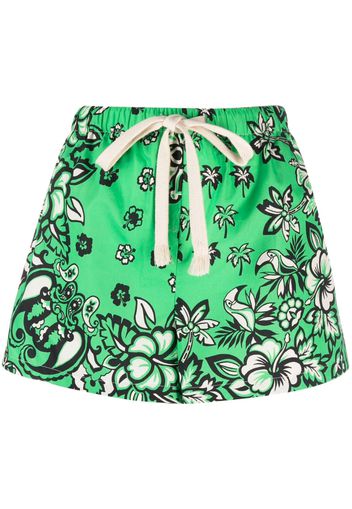 RED Valentino floral-print drawstring shorts - Verde