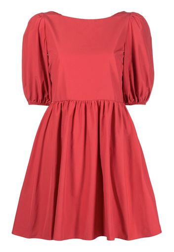 RED Valentino puff-sleeve pleated minidress - Rosso