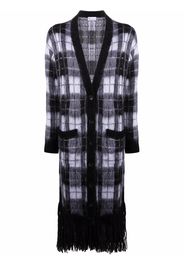 RED Valentino fringed check-print cardigan - Nero