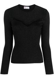 RED Valentino point d'esprit tulle knitted top - Nero