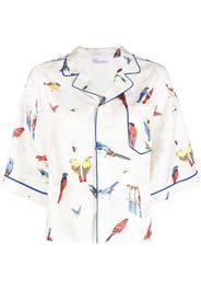 RED Valentino bird-print silk shirt - Bianco