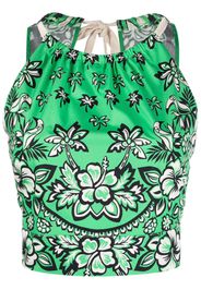 RED Valentino floral-print cropped top - Verde