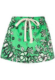RED Valentino floral-print drawstring shorts - Verde