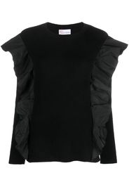 RED Valentino ruffle-detail ribbed-knit top - Nero