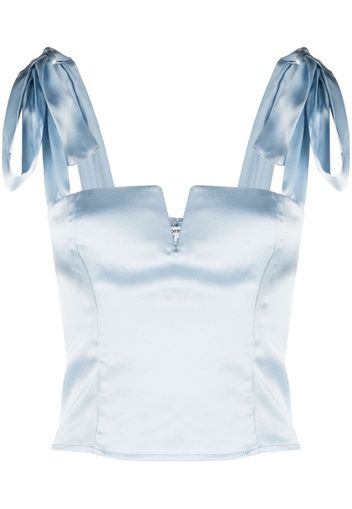 Reformation tie-fastening straps silk top - Blu