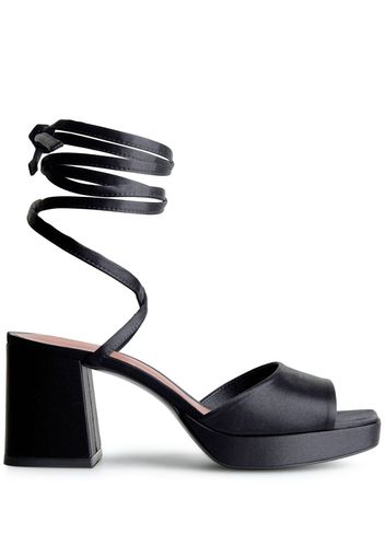 Reformation Reformation 75mm silk sandals - Nero