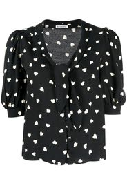 Reformation Top Joelle con stampa a cuori - Nero