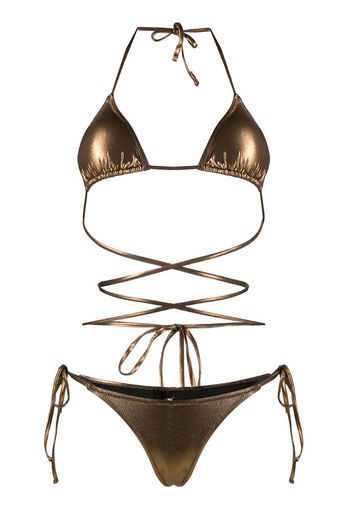 Miamily metallic-print bikini set