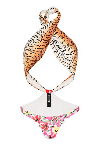 Reina Olga showpony tiger floral swimsuit - Arancione