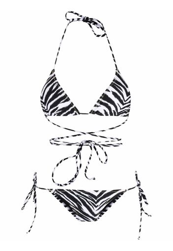 Reina Olga Miami zebra-print triangle bikini - Nero