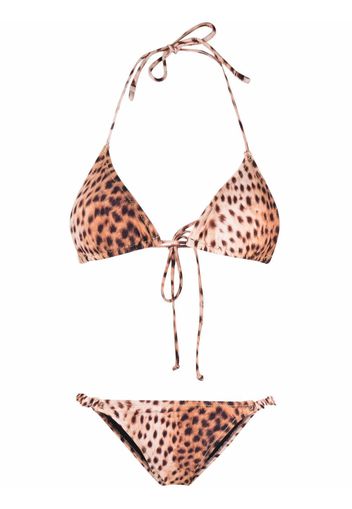 Reina Olga Scrunchie cheetah triangle bikini - Marrone